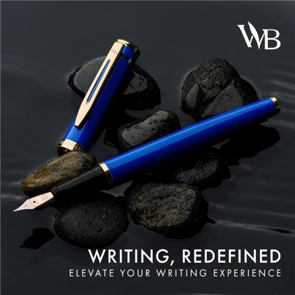 Black Fountain Pen Set, 18K Gilded Medium Nib, Includes 24 Pack - Picture 10 of 14